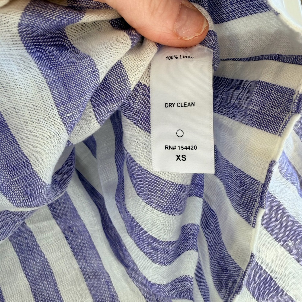 Clare V Célia Blouse - Purple &
White Linen Stripe / XS like new original $215 - Picture 6 of 10